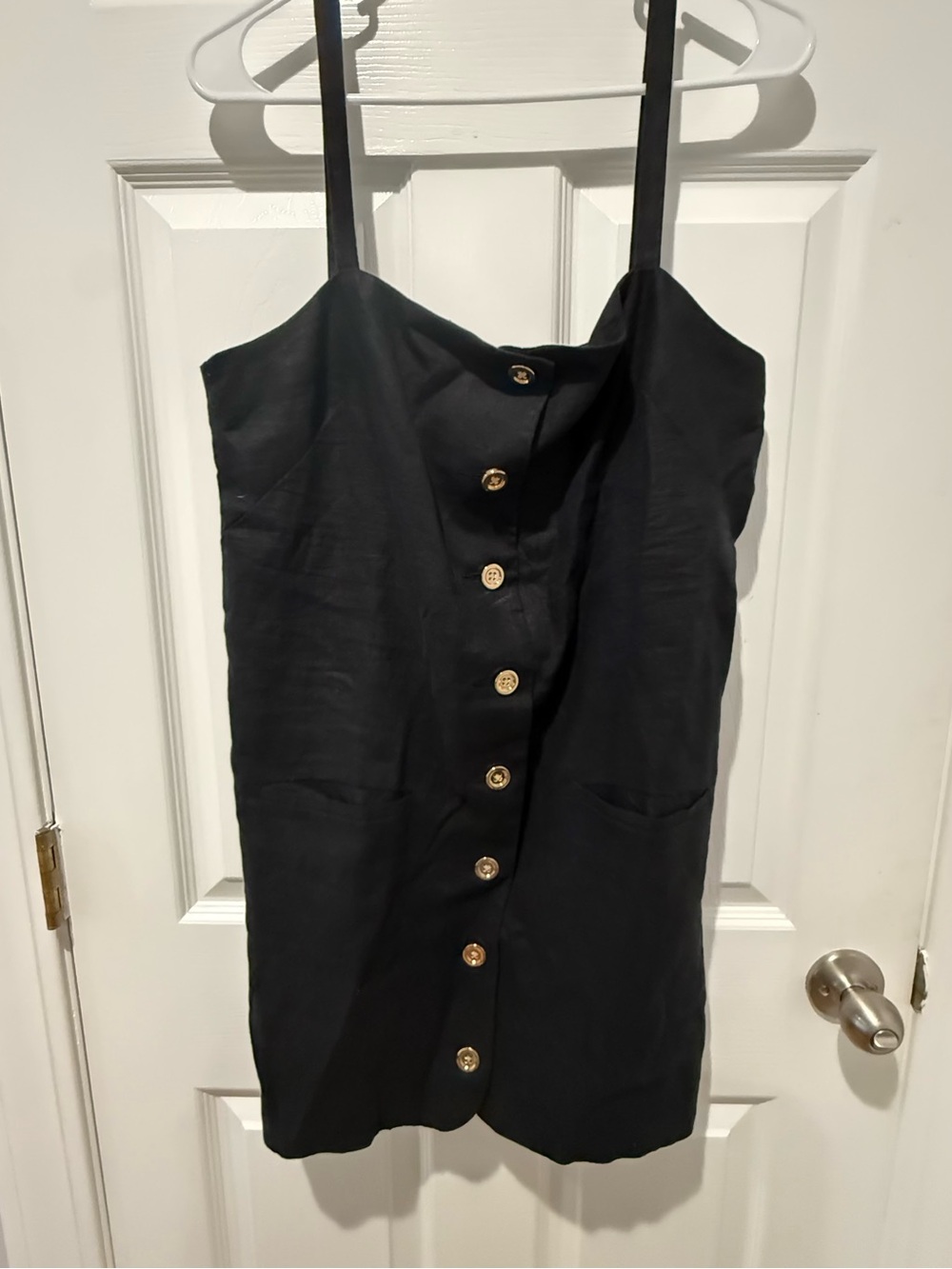J. Crew Black Spaghetti Strap Button-Front Mini Dress